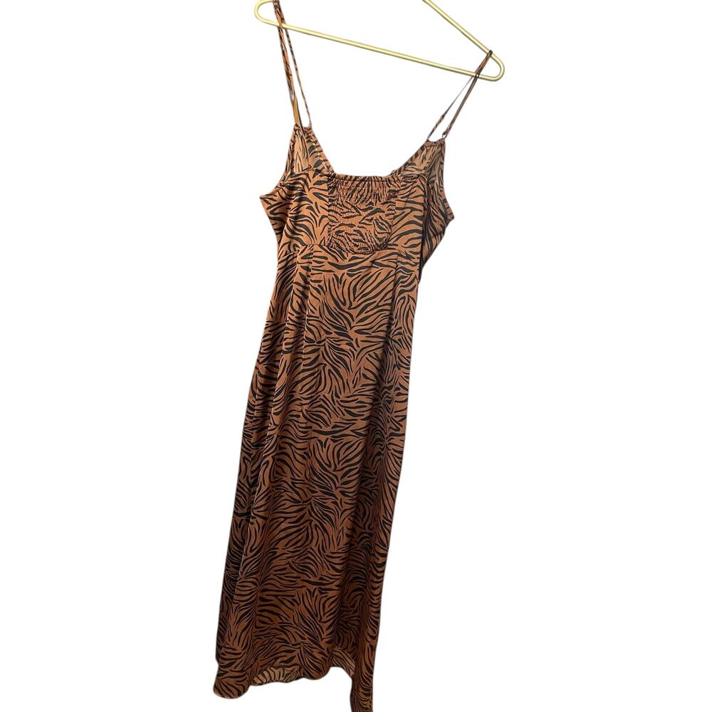 Zara Animal Print Cutout Tortoise Ring Midi Dress M Spaghetti Strap 2157 EUC - Picture 4 of 7